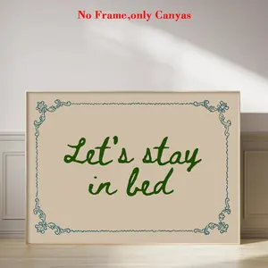 Wall Art Poster, Let's Stay in Bed Print, Minimalist Text Canvas Painting, Living Room Decor, Bedroom Aesthetic Design Gift