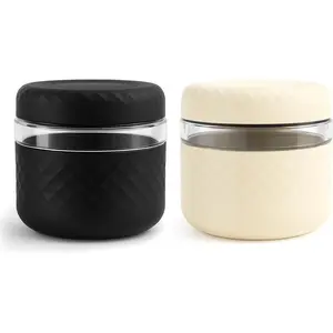 24 oz Glass Lunch Bowl Containers with  2 Pack | Leak & Spill Proof, , Microwave & Dishwasher Safe | Airtight Meal Prep &  Storage Jar for Lunch, Salad, Soup, Oats, Stew, Yogurt