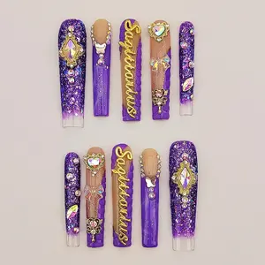 i Nail PURPLE SAGITTARIUS 10PCS Handmade Press On Reusable 3D Summer 2025