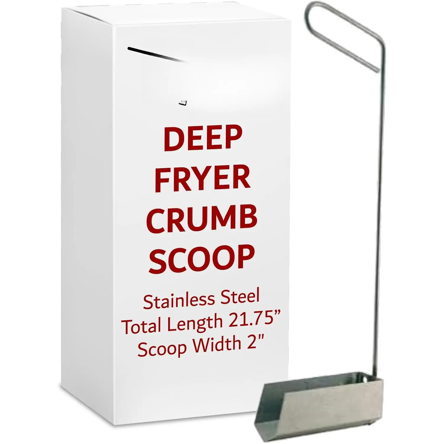 Durable Stainless Steel V-Shaped Deep Fryer Strainer Scoop - 21.75 Inches Kitchen Utensil for Deep Frying, Draining Oil & Crumbs, Efficient Cleaning for Household Use