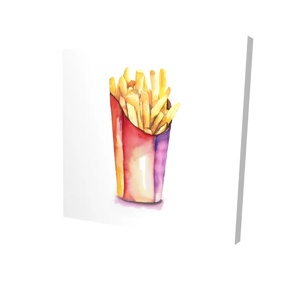 Begin Home Decor 2080-2424-GA96 24 x 24 in. Yellow Watercolor French Fries Canvas - Home Decor Art