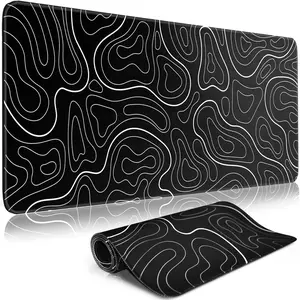 Gaming  Pad Big Mousepad with Non-Slip Rubber Base, 31.5 x 11.8 in XL Large Desk Mat for Gaming  Office, Long Keyboard Pad  Mat for Computer with Stitched Edges, Black Topographic