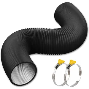 Reinforced Dryer Vent Hose 4 inch 8 FT with 2 Key Hose Clamps, Heavy Duty Flexible Duct Hose for Laundry, Grow Tent, Bathroom Exhaust Fan