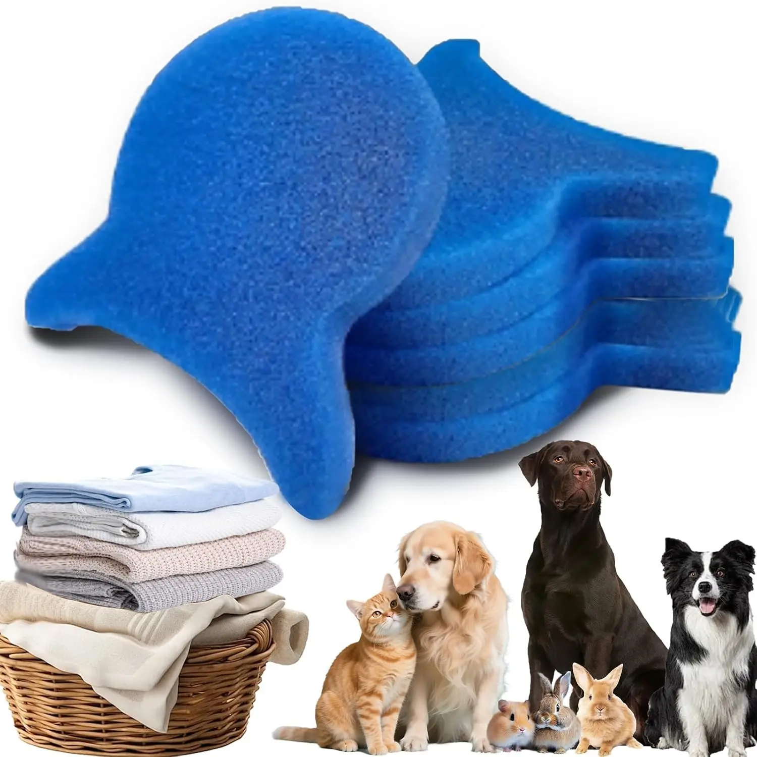 6Pcs Pet Hair Remover for Launday, Reusable Dog&Cat Hair Remover Tool, Effectively Removes Pet Hair, Lint and Dander from Bedding and Clothing,Fits Washers & Dryers