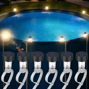 6-Pack Gray Solar Pool Lights - Waterproof Framed Above Ground Pool Accessories, Outdoor Garden Decorative Night Lights