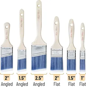 Bates- Paint , 6 Pack, Treated Wood Handle, Paint Brushes for Walls, Stain Brush, Wall Paint , Furniture Paint , Paint for Painting Walls, Painting Brush