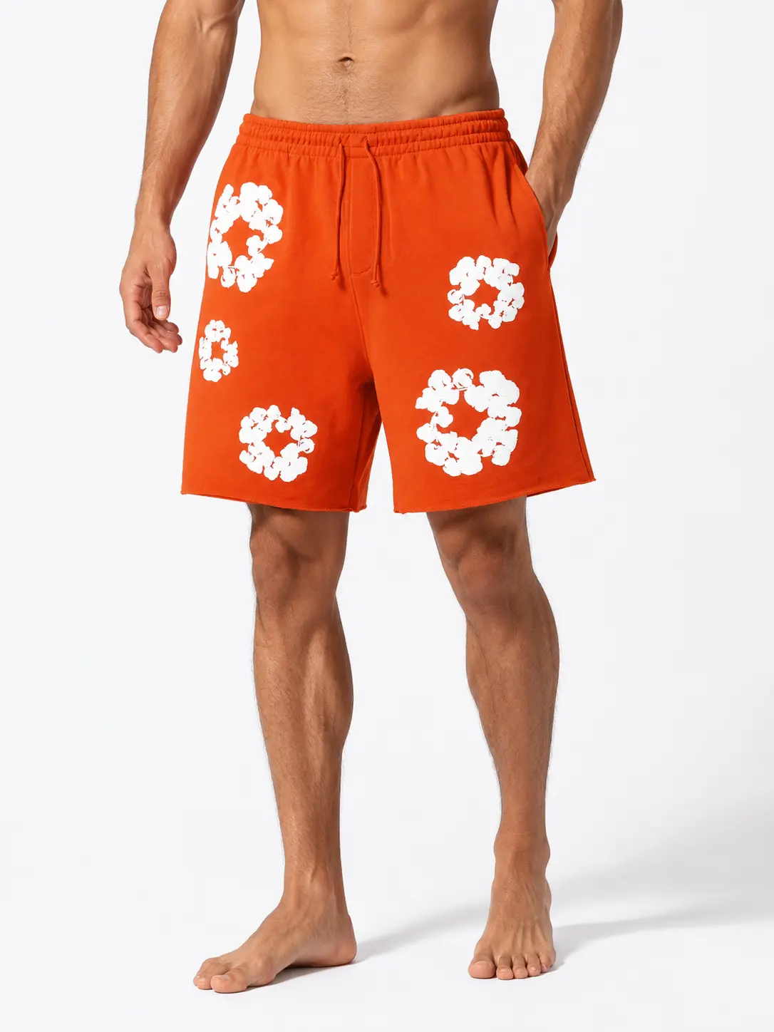Orange Y2K Men's Shorts Women's Foam Sports Shorts Hip hop Shorts Graphic Cool Shorts Drawstring Waist Basketball Athletic Gym Shorts with Pockets