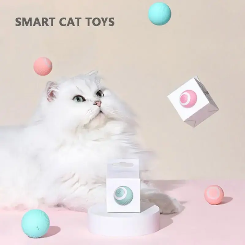 Electric Self Rotating Interactive Cat Ball, Durable Teething Chewing Chasing Toy for Kittens,Interactive Automatic Rotating Cat Teaser Ball, Scratch Chew Teething