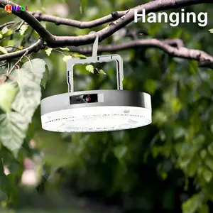 Multi-Functional Emergency Lamp Camping Light, High Brightness LED Three-Tier Adjustment, E27 Bulb Charging Outdoor Hook Crystal Fly Disc Lamp
