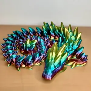 3D Printed Articulated Gemstone Dragon, Rainbow Decor Gift Lover Plastic Ornaments Decoration