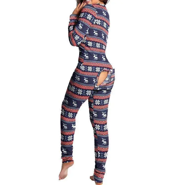 Sexy Pyjama Women's Jumpsuit Suit Button-down Front Back Butt Bum open Ass Flap Jumpsuit Loungewear Christmas Print Buttoned Sexy Pyjama Women's Jumpsuit Suit Button-down Front Back Butt Bum open Ass Flap Jumpsuit Loungewear Christmas Print Buttoned