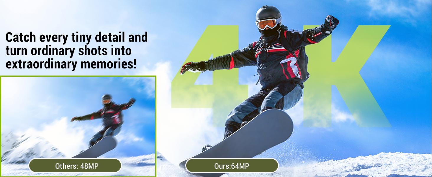 Digital Camera, 4K 64MP Cameras for Photography, 270°Flip Screen Vlogging Camera, Autofocus, Flash, 18X Zoom, 2 Batteries, 64GB Card, Point and Shoot Digital Cameras for Kids Teens, Black