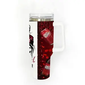 40oz Stainless Steel Tumbler, 1 Count This girl runs on Dr. Pepper Pattern Insulated Water Bottle, Stainless Steel Thermos, Stainless Steel Flask, Drinking Cup for Home Office School, Boyfriend Gift, Drinkware, Summer Cool Bottle