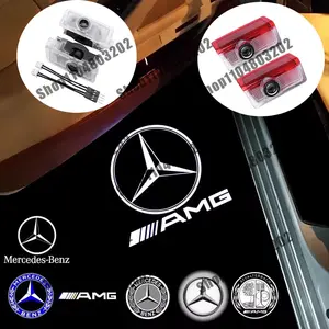 2Pcs Led Car Door Welcome Light Logo Laser Projector Lamps Auto Interior For Mercedes Benz A B C E Class W212 W204 W205 AMG ML W166 W176 W177 W213 W218 W246 X253 X164 GLB CLA CLS GLC GLA GLE GLB GLS Accessories