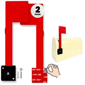 No Tools Needed Weather-Proof Mailbox Flag Replacement (Pack of 2) Strong Adhesive or Screws Red Flag for Mailboxes Outside – Two Installation Options