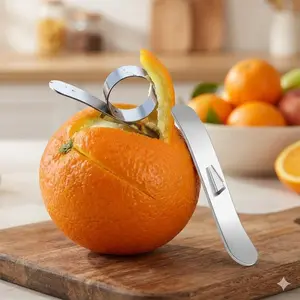 Stainless Steel Citrus Peeler: Non-Slip Grip for Oranges, Grapefruits, Pomelos. Portable Kitchen Tool, Rust-Resistant Multi-Peeler, Effortless Fruit Peeling, Durable & Efficient Peeler for Home Use, Kitchen Gadgets