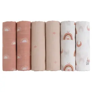 6 Pack Baby Receiving Blanket Boy Muslin Swaddle Blankets Girl Newborn Squares Breathable & Soft Thin Baby Blankets Cloths Double Absorbent Infant Swaddling Wrap, bath towel, baby bibs