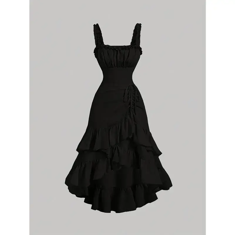 chinese dress ladies Sheer Lace Details And Frills Sleeveless Occasion Maxi Dress main image 1