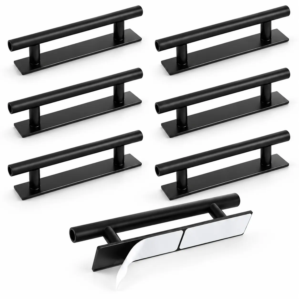 8-4 Pack Self-Adhesive Cabinet Handles, 5.9" No-Drill Drawer Pulls, Easy Stick-On Door Handles for Kitchen Cabinets, Sliding Doors, Windows, Closets & Drawers
