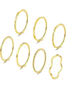 7 Pcs 1mm Stainless Steel Rings for Women Men, Fashion Simple Plain Knuckle Stacking Midi Thumb Dainty Thin Stackable Statement Band