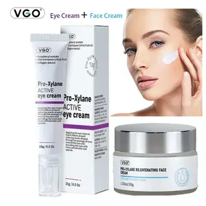 vgo Pro-Xylane Active Eye Cream & Pro-Xylane Rejuvenating Face Cream - Anti-Wrinkle Firming Moisturizing Skincare Set with Collagen Comfort Radiant Skin Cleansing Cream