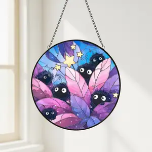 Everything's Ghibli Studio Accessories Store - Soot Sprites Stained Glass Suncatcher, Colorful Ghibli Sun Catcher