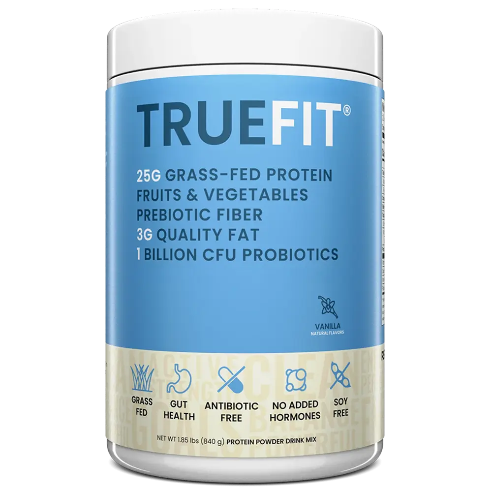 TrueFit Grass-Fed Protein Powder with Fiber + Probiotics, 20 Servings