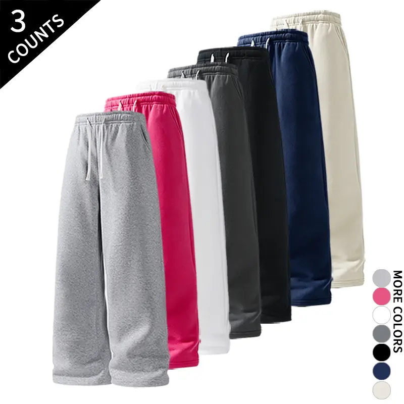 Men’s 3 Pack Wide Leg Sweatpants – Casual Loose Drawstring Joggers, Streetwear, Oversized Baggy Track Pants for Daily Workouts, Gym, and Running