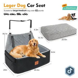 ZVRpet 2-in-1 Pet Car Seat Double Car Dog Bed for Back Seat  29.5”  Holds 1 Large Dog (up to 65 lbs) or 2 Small-Medium Dogs Comfortably Includes 2 Leashes