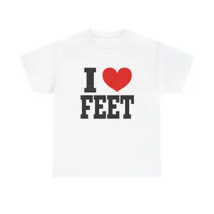 I Love Feet Unisex Heavy Cotton Tee Fun Gift for Foot Lovers Casual Wear Unique Humor Top Fabric Menswear Elastic Ribbed Knit Collar
