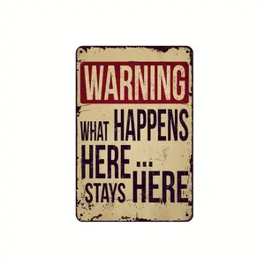 1count Metal Tin Sign, "what Happens Here Stays Here" Sign, 8x12''/20*30cm, Vintage Plaque Decor Wall Art, Wall Decor, Room Decor, Home Decor, Restaurant Decor, Bar Decor, Cafe Decor, Garage Decor, Farm Decor, Warning Sign, Event & Party Supplies