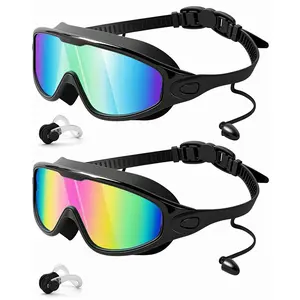 Large-Frame Swimming Goggles for Adults, High-Definition Anti-Fog Electroplated Design, Silicone UV-Protective Swimming Eyewear