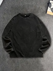 Men's Washed Vintage Big Size Long Sleeve T-Shirt, Casual Fashion Tee for Everyday Wear, Comfortable and Stylish Clothing