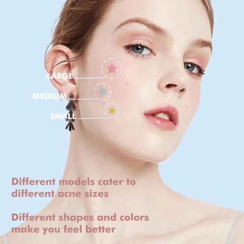 480 Pcs  Pink Box Star Acne Stickers, 6 Colors Different Sizes, Cover Blemishes, Super Cute, Single Pack, No Alcohol or Aerosol