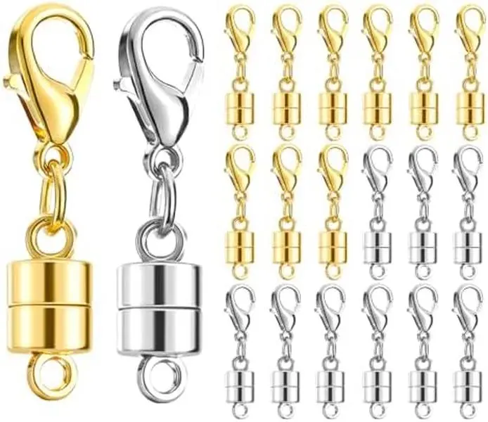 Magnetic Necklace Clasps and Closures 20 PCS Clasp for Necklaces | 14K Gold and Silver Clasp for Necklaces Jewelry Bracelet Women Making Magnet Lobster Extender