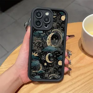 Moon & Star Pattern Phone Case, Decorative Phone Protector Cover, Phone Accessories Compatible with iPhone 11 12 13 14 15 16 Pro Max XR XS Max