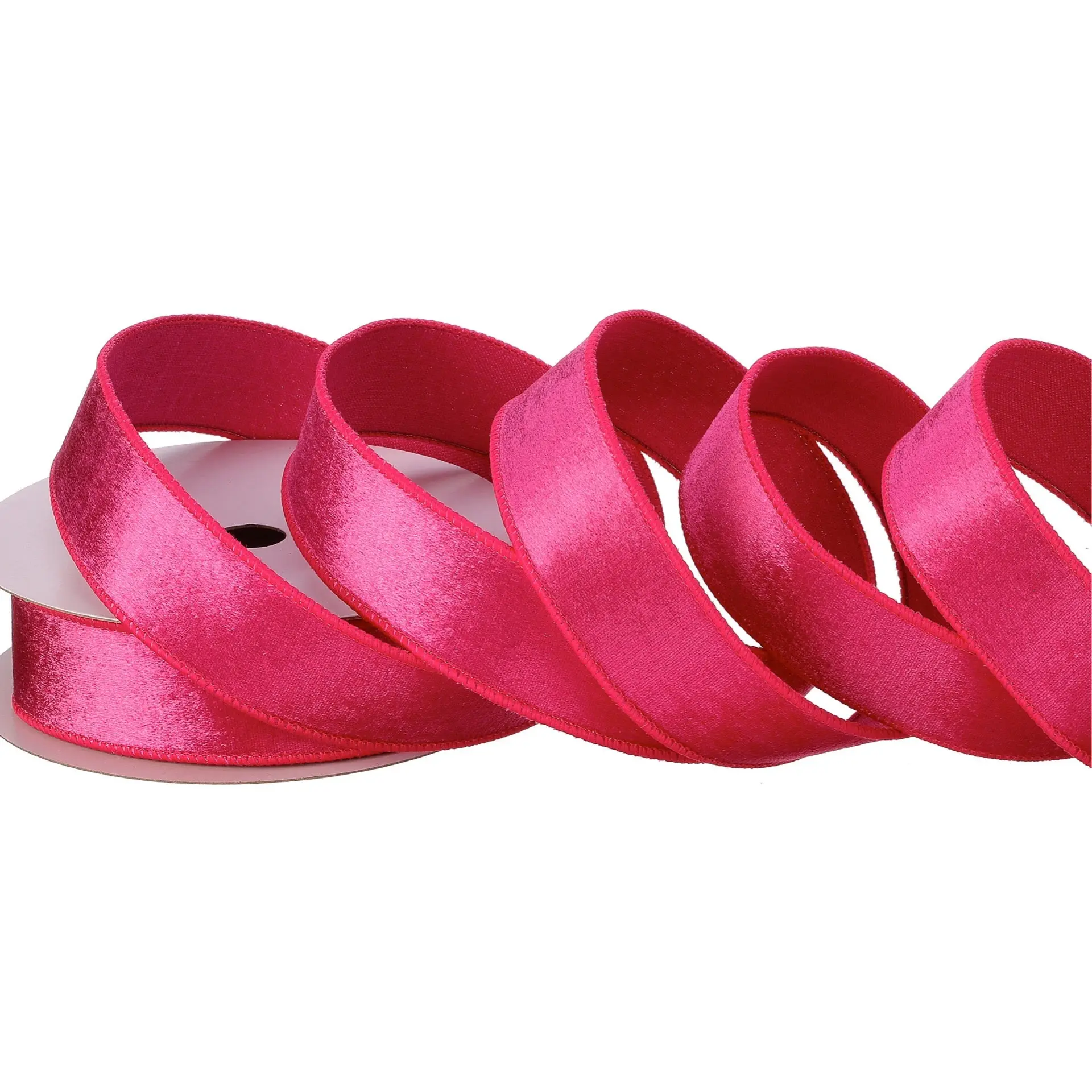 Wired velvet fuchsia ribbon