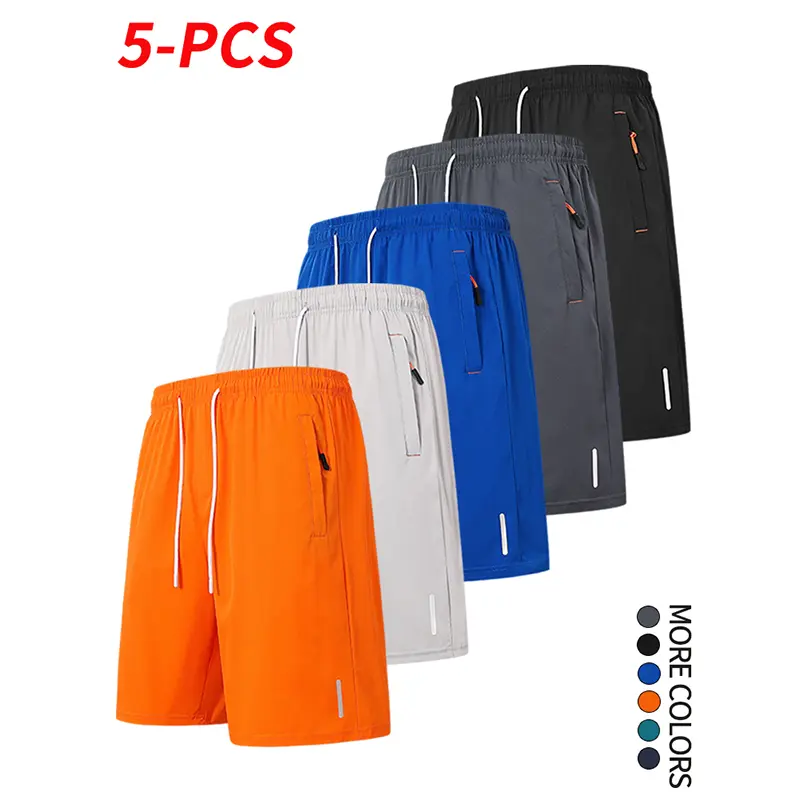 5-pack men’s quick-dry casual comfortable shorts, non-stretch elastic waistband drawstring shorts with zippered pockets, suitable for summer sports, gym workouts, and training—an essential piece for summer. Tropical Menswear men's Breathable, Men’s Shorts