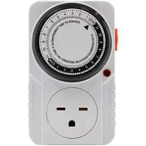 Single Outlet Mechanical Timer 24 Hour Hydroponics Grow Light Timers Electrical Outlets, Universal Wall Plug 3-Prong Grounded Outlet, UL Listed, 240v