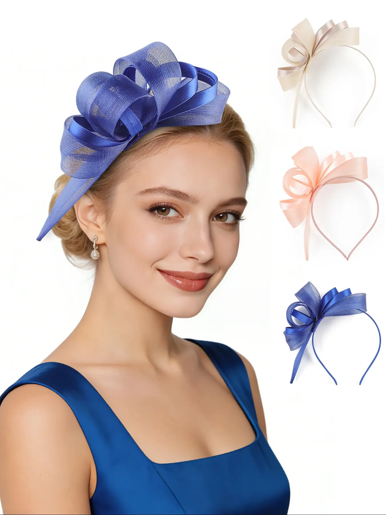 Fascinators Headband Women's Tea Party Hat for Kentucky Derby, Cocktail, Wedding, Fancy Dress Party for Evening Wear and Special Occasion Vintage Looks Brooch Sweet and Cute Women's Hair Accessories Round Hair Bows Headbands Hairbands