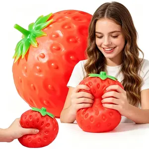 Giant Strawberry Squishy, Squishy Strawberry, Realistic Strawberry Model Party Favor Slow Rise Pressure Release, Realistic Glossy Dragon Desk Decor, Soft Squeeze Relief (One 5 Inch)