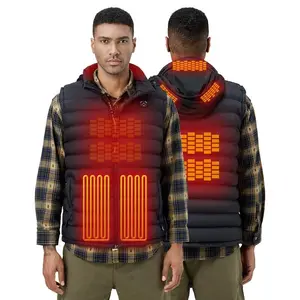 Men's Heated Vest with 7.4V 14400 mAh Battery Pack, Heated Vest Men with Retractable Heated Hood Washable Heated Jackets for Men Menswear Tops(Sheets)
