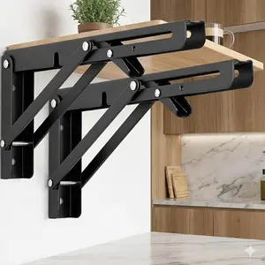Adjustable Wall Mount Bracket Set, Heavy Duty Foldable Shelf Support, Space-Saving Rust-Proof Metal Brackets for Indoor/Outdoor Kitchen Storage, Industrial-Grade Easy Install Durable Tool Organizer Rack