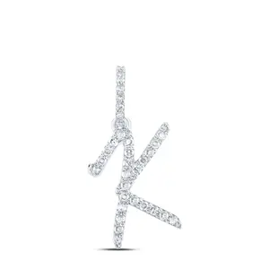 10K White Gold 0.14 CTW Diamond Initial "K" Pendant