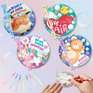 32Pcs Mini Bubble Maker Wands with Kids Valentines Cards for Classroom Exchange 2025 Valentine Exchange Cards Valentine's Day Gifts for Kids