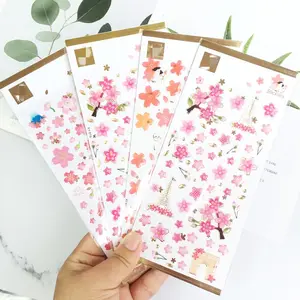 3D Crystal Epoxy Cherry Blossom Stickers, Waterproof Shiny Decals for Journals, Notebooks & Phone Cases, Perfect Gift for Easter & Mother's Day