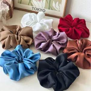 SoftFav 2026 Large Satin Scrunchie Collection Solid Color Hair Ties High Elasticity Secure Fit for High Ponytails Wholesale Option Versatile Stylish Hair Accessories outdoorfun