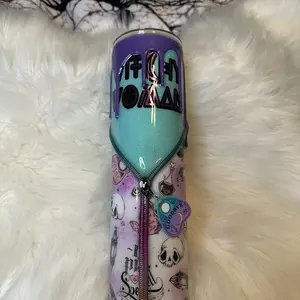 Witchy Woman Zipper Tumbler, 30oz Skinny Traditional Stainless Steel Tumbler