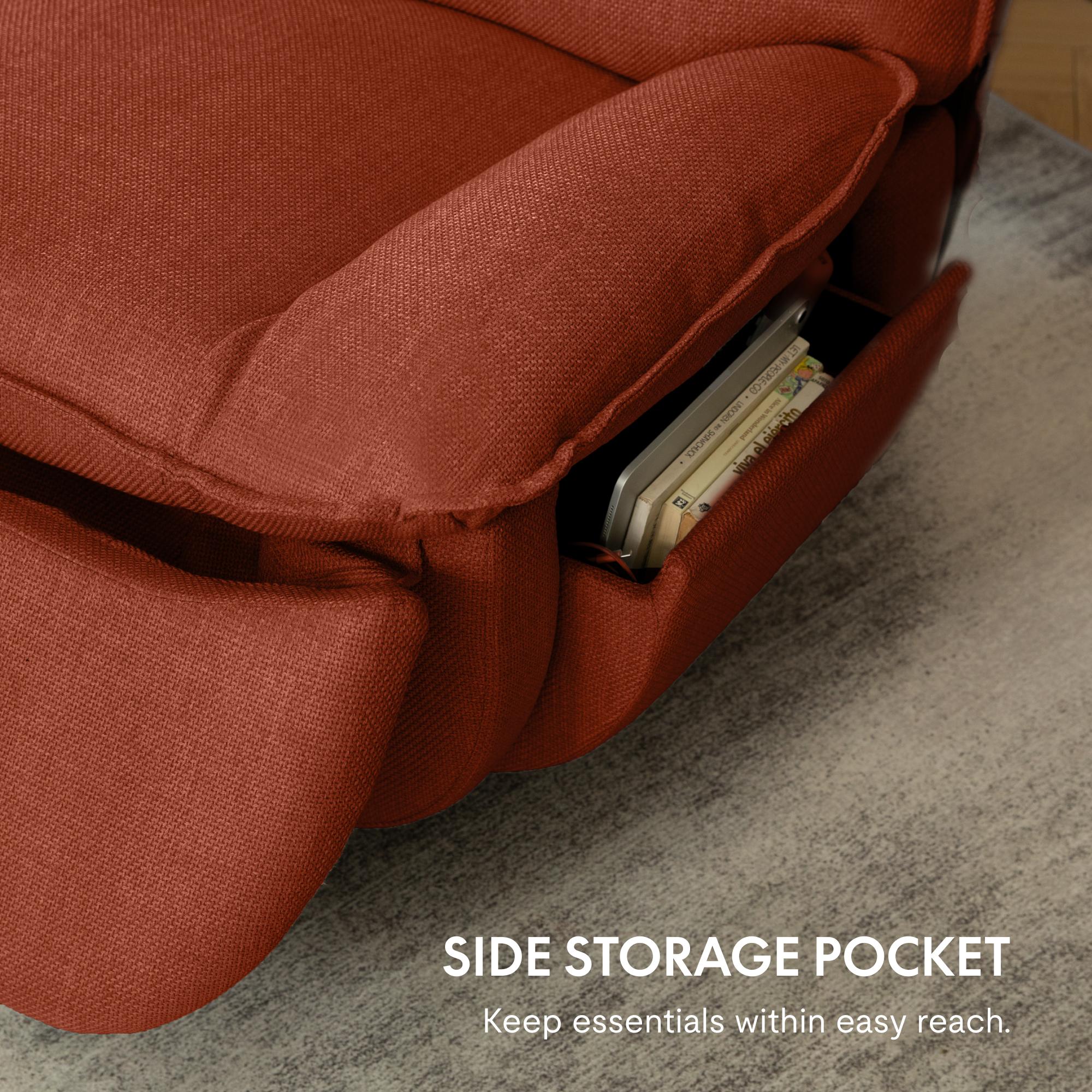 【Valentine Day Sale】FLEXISPOT Swivel Rocker Recliner Chair, Oversized Armless Lounge Sofa for Cross-Legged Sitting, Faux Leather Nursery Glider with Hidden Storage, 270° Swivel & Heavy Duty Support for Living Room Office, Pet Friendly & Easy Clean