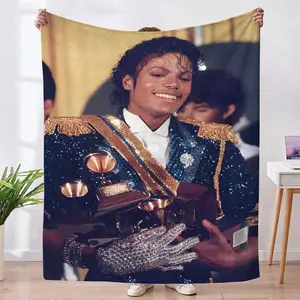 Comfortable Flannel Throw Blanket, Michael Jackson Honor Moment Pattern Print, Soft Warm Cozy, Perfect for Sofa Bed Office Travel